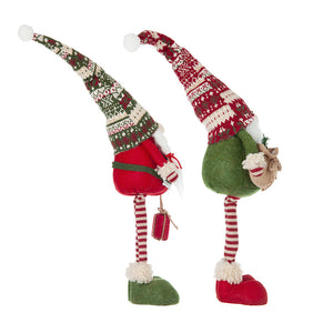 Set of 2 Fabric Standing Holiday Gnomes with Knit Hats – 29.5" H