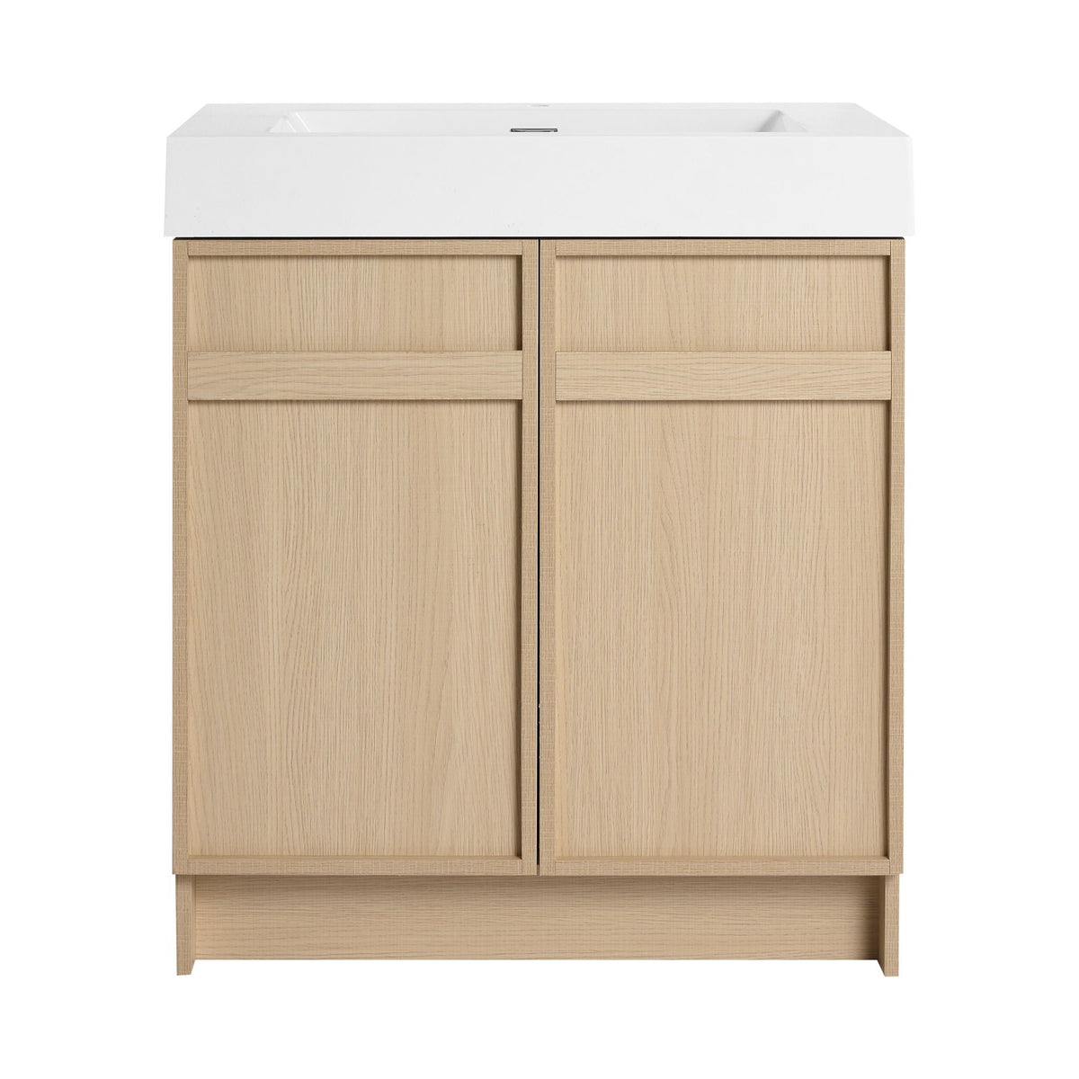 Light Brown Freestanding Bathroom Vanity with Resin Sink & Soft Close Cabinet Doors