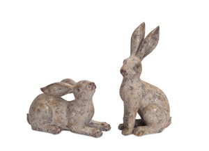 Weathered-stone-garden-rabbit-figurine-(set-of-2)-Figurines