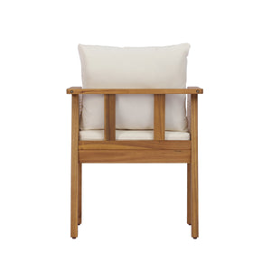 Outdoor Dining Chairs Set of 2 with Acacia Wood and Washable Cushions
