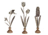Metal-floral-stem-sculpture-with-wood-style-base-(set-of-3)-Sculptures-&-Statues