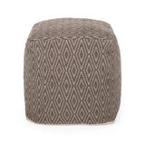 Amuleto Hand Loomed Cotton Pouf - Dark Gray / Brown