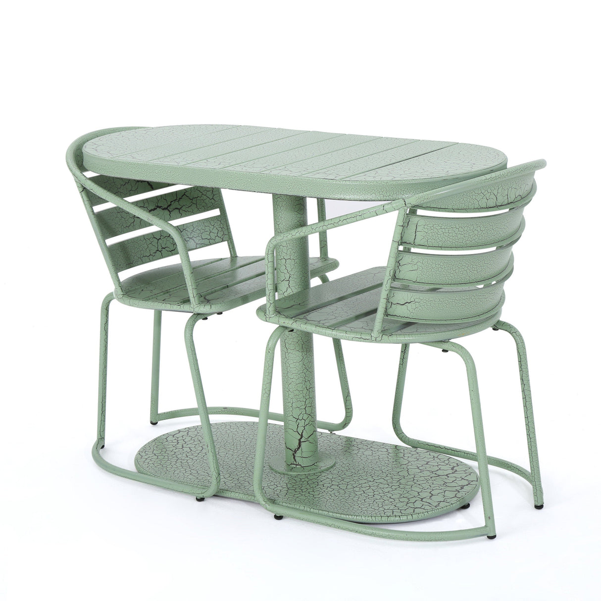 Santa Monica Bistro Set Modern Outdoor Dining Green Iron 3-Piece
