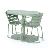 Santa Monica Bistro Set Modern Outdoor Dining Green Iron 3-Piece