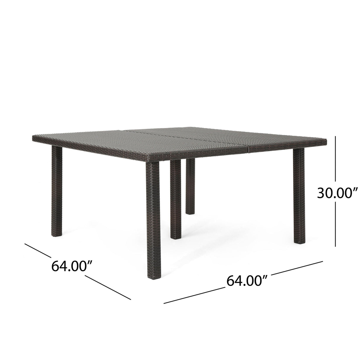 Outdoor Square Rattan Wicker Dining Table - Brown