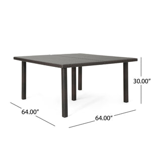 Outdoor Square Rattan Wicker Dining Table - Brown