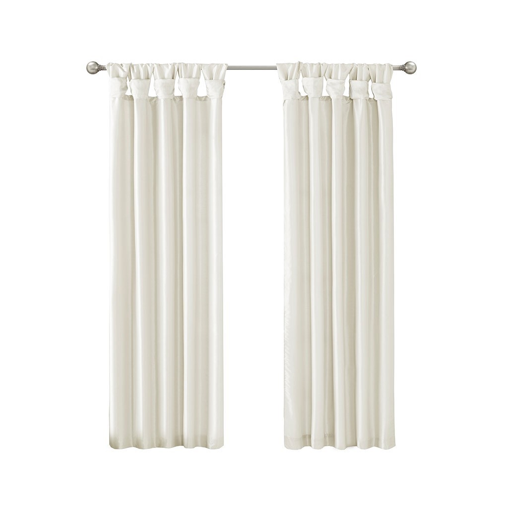 Twist tab lined window curtain panel white 50x95"
