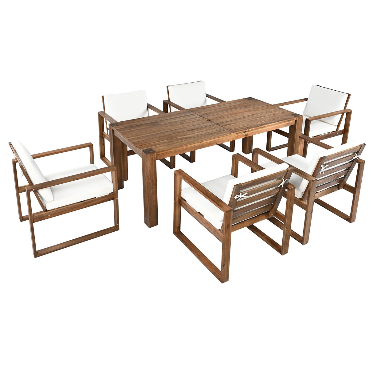 TREXM Patio Table and Chairs Set, 7-Piece Outdoor Dining Set for 6