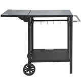 Outdoor Grill Dining Cart with Double-Shelf and Foldable Tabletop