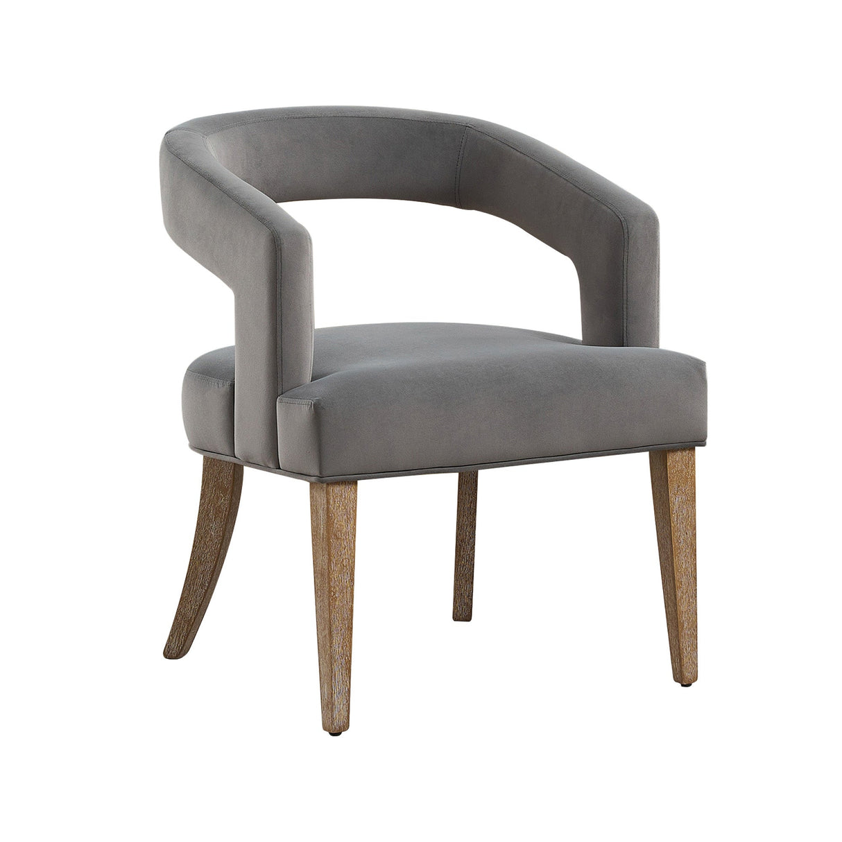 Modern Barrel Open Back Upholstered Accent Chair with Weathered Solid Wood Legs