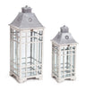 Traditional farmhouse lantern with metal lid (set of 2)