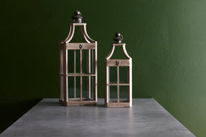 Modern Wood Lantern with Curved Top (Set of 2)