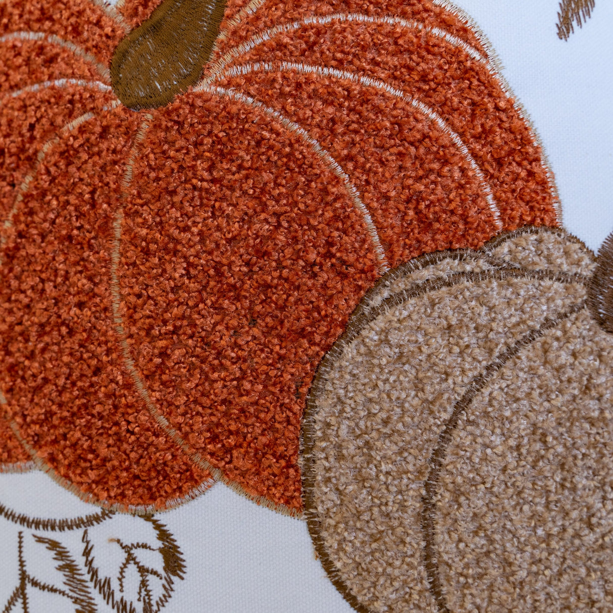 Pumpkin Embroidered Cotton Throw Pillow – Autumn Harvest Accent Cushion Set of 2