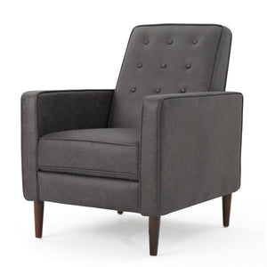 Macedonia - Mid Century Modern Button Tufted Fabric Recliner - Slate