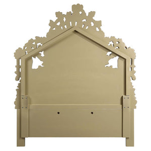 Bernadette - Eastern King Bed - White Synthetic Leather Fabric & Gold