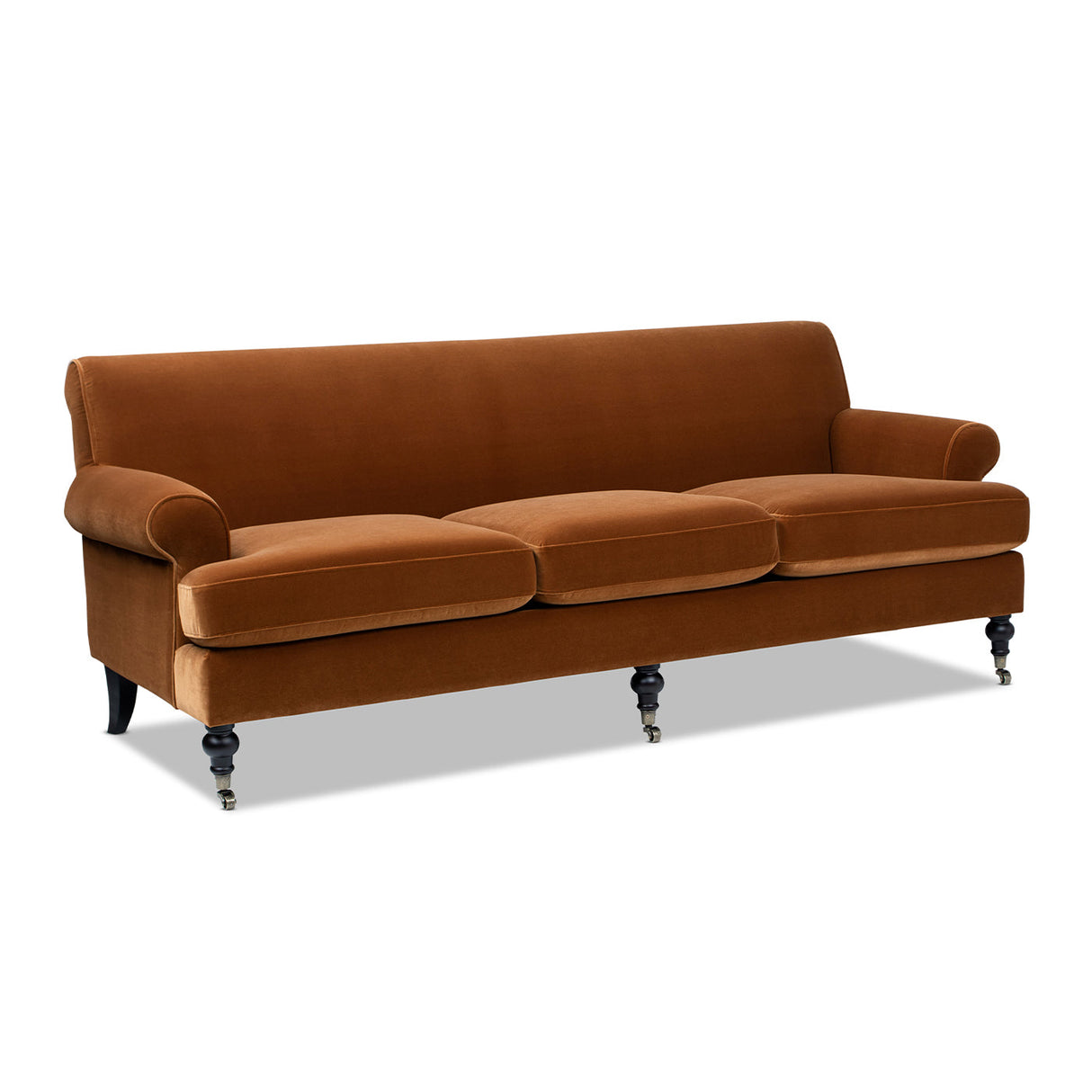 Alana Lawson Three-Cushion Tight Back Sofa, Burnt Orange Performance Velvet