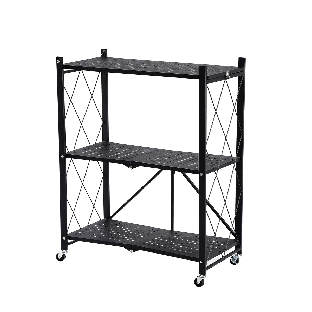 Assembled Black Foldable Metal Storage Shelving Unit