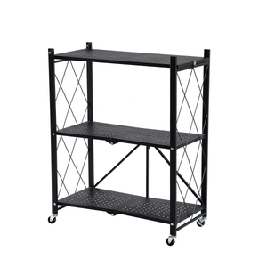 Assembled Black Foldable Metal Storage Shelving Unit