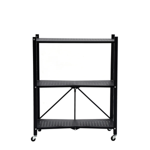 Assembled Black Foldable Metal Storage Shelving Unit