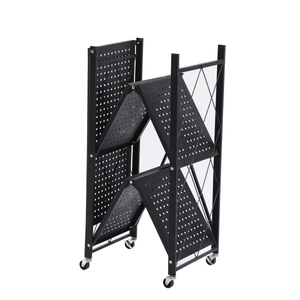 Assembled Black Foldable Metal Storage Shelving Unit