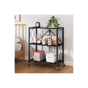 Assembled Black Foldable Metal Storage Shelving Unit