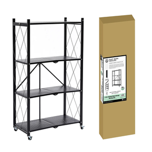 Assembled Black Foldable Metal Storage Shelving Unit