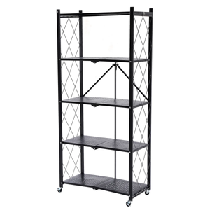 Assembled Black Foldable Metal Storage Shelving Unit