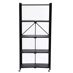 Assembled Black Foldable Metal Storage Shelving Unit