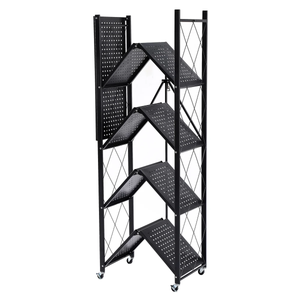 Assembled Black Foldable Metal Storage Shelving Unit