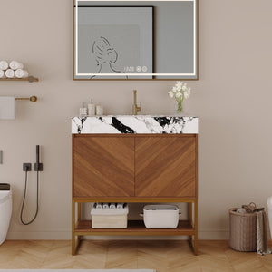 29.9" Modern Free-standing Bathroom Vanity with Ceramic Sink