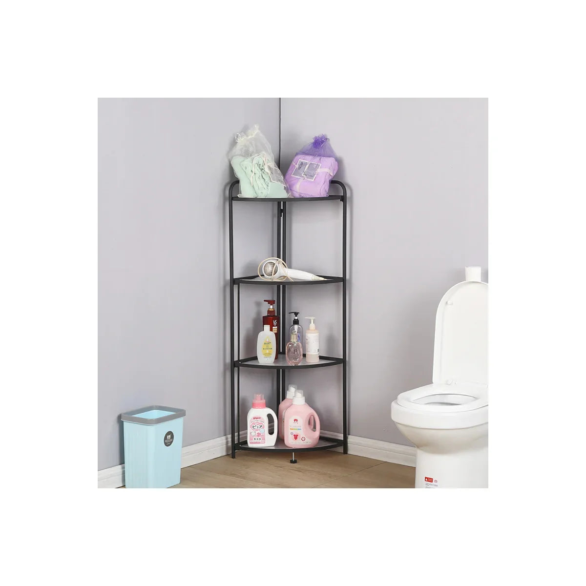 Assembled Black Foldable Corner Shelving Unit - 2 Sizes!