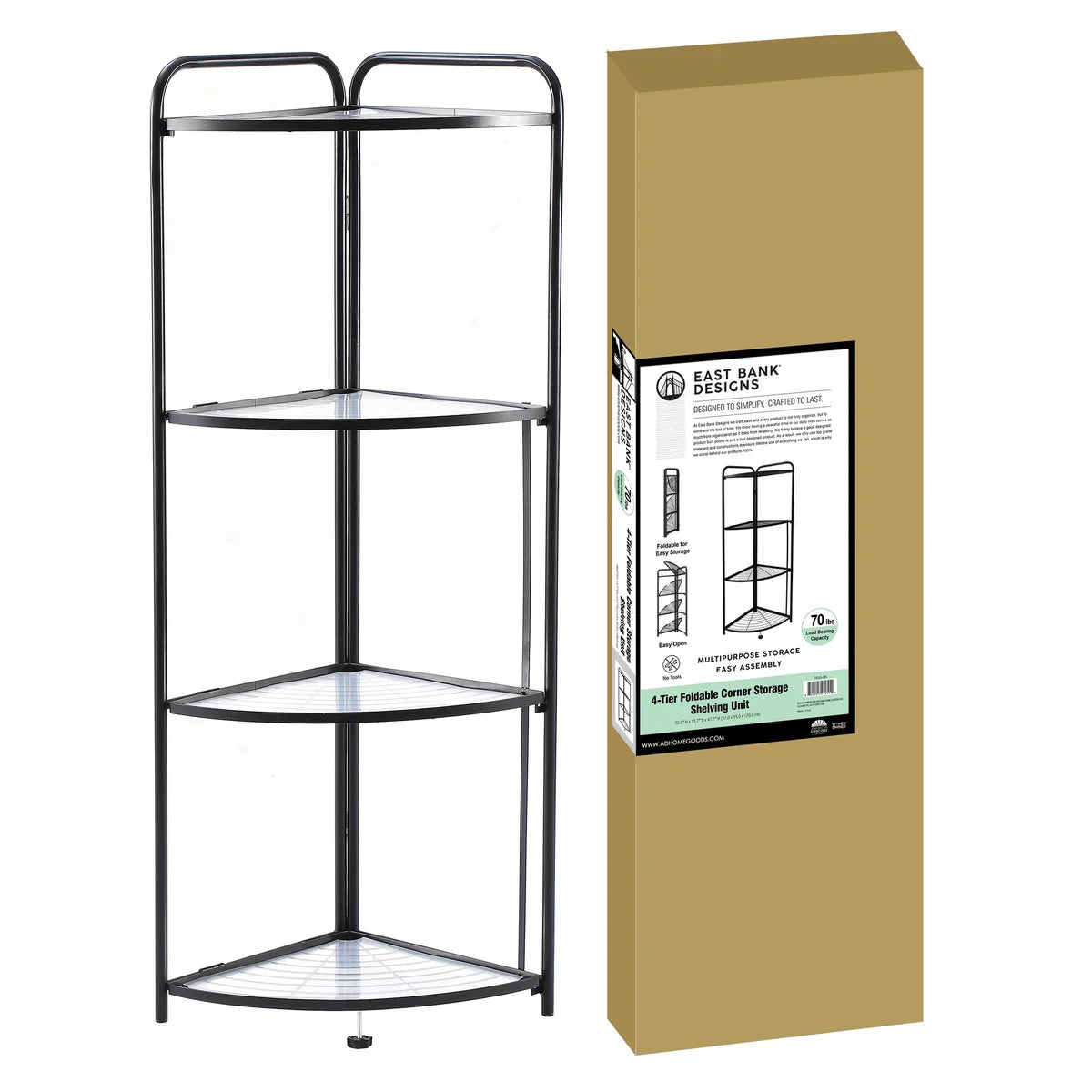 Assembled Black Foldable Corner Shelving Unit - 2 Sizes!