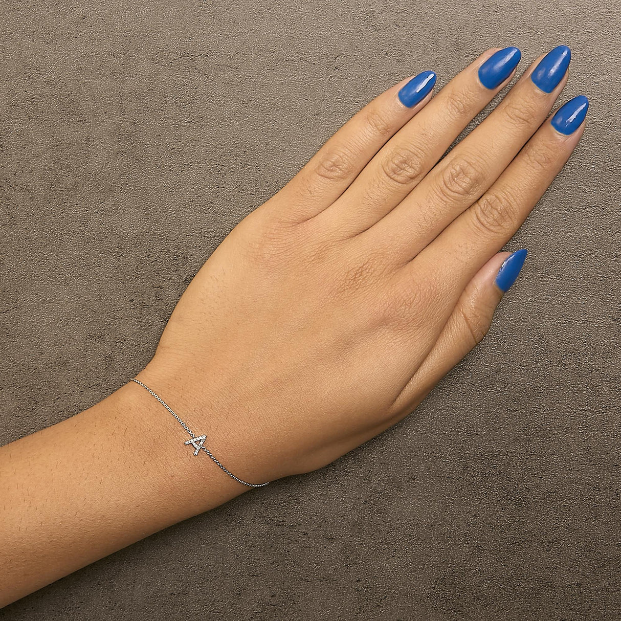 10K White Gold Diamond Accent "A-Z" Initial Charm and Link Bracelet