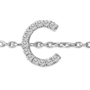 10K White Gold Diamond Accent "A-Z" Initial Charm and Link Bracelet