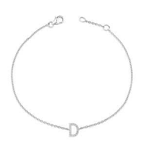 10K White Gold Diamond Accent "A-Z" Initial Charm and Link Bracelet