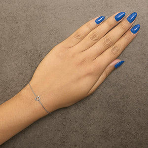 10K White Gold Diamond Accent "A-Z" Initial Charm and Link Bracelet