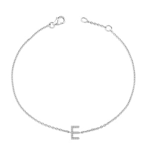 10K White Gold Diamond Accent "A-Z" Initial Charm and Link Bracelet