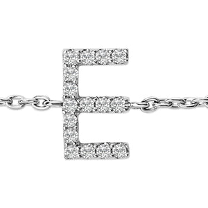 10K White Gold Diamond Accent "A-Z" Initial Charm and Link Bracelet
