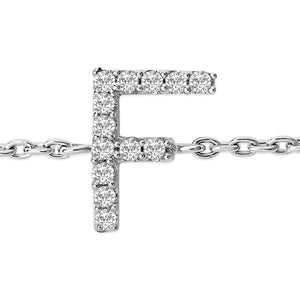 10K White Gold Diamond Accent "A-Z" Initial Charm and Link Bracelet