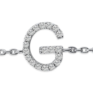 10K White Gold Diamond Accent "A-Z" Initial Charm and Link Bracelet