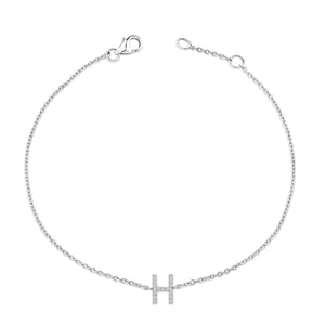 10K White Gold Diamond Accent "A-Z" Initial Charm and Link Bracelet