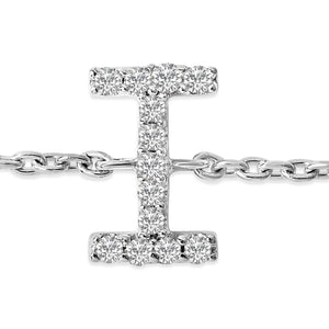 10K White Gold Diamond Accent "A-Z" Initial Charm and Link Bracelet