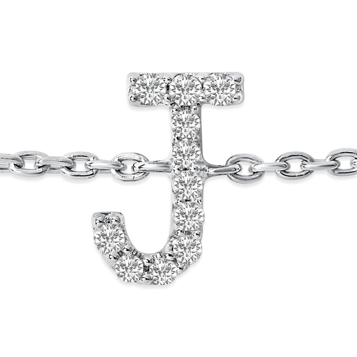 10K White Gold Diamond Accent "A-Z" Initial Charm and Link Bracelet