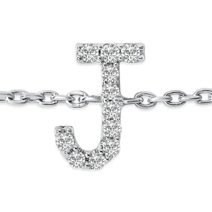 10K White Gold Diamond Accent "A-Z" Initial Charm and Link Bracelet