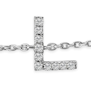 10K White Gold Diamond Accent "A-Z" Initial Charm and Link Bracelet