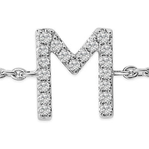 10K White Gold Diamond Accent "A-Z" Initial Charm and Link Bracelet