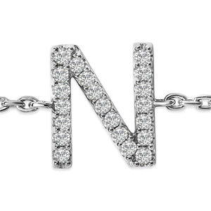 10K White Gold Diamond Accent "A-Z" Initial Charm and Link Bracelet
