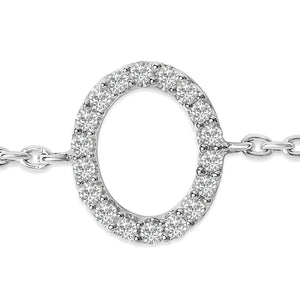 10K White Gold Diamond Accent "A-Z" Initial Charm and Link Bracelet