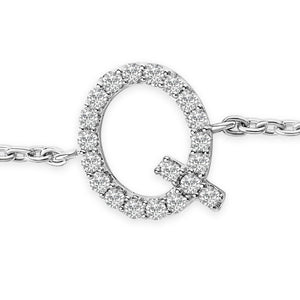 10K White Gold Diamond Accent "A-Z" Initial Charm and Link Bracelet