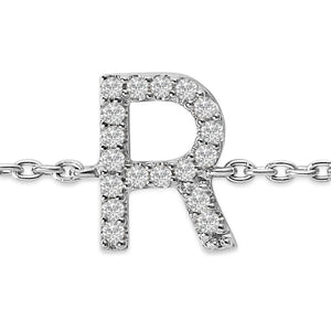 10K White Gold Diamond Accent "A-Z" Initial Charm and Link Bracelet